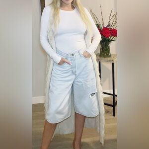 Vintage long shag vest with hook closure